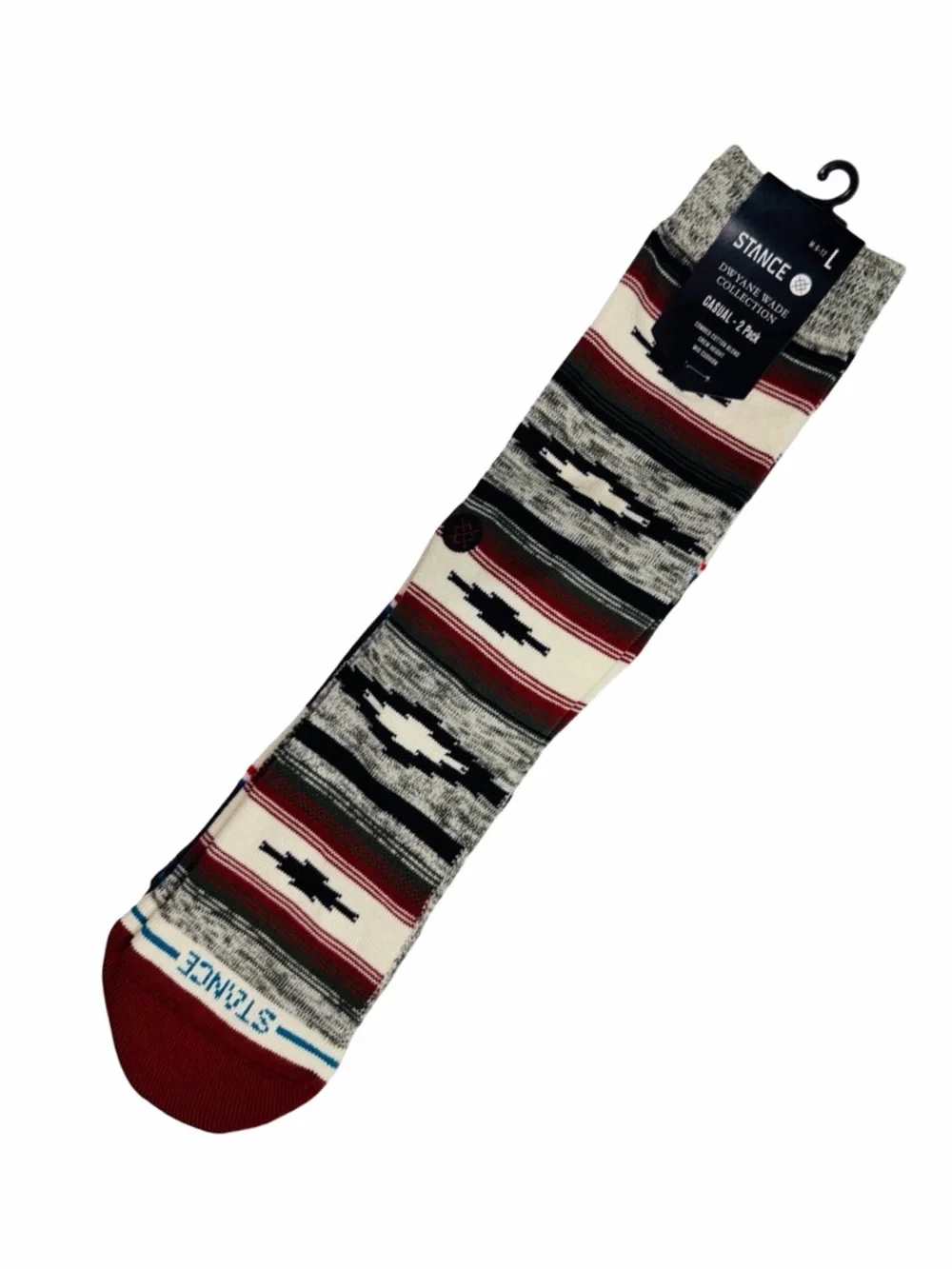 STANCE Striped Blanket Crew Socks - 2 Pack - Size Large - 4 Sets (8 Pairs)
